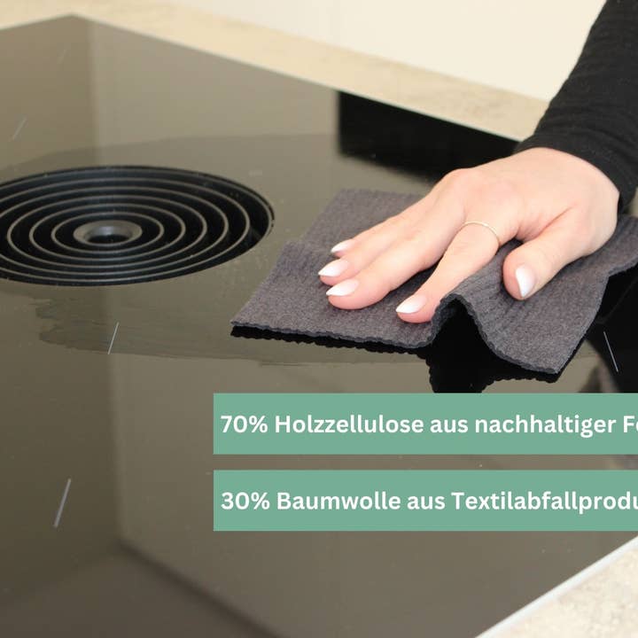 PROTEA - Wholesale Dishcloth - 2x compostable eco-sponge cloth, anthracite | PROTEA4