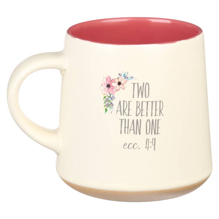 Christian Art Gifts - Wholesale Coffee Mug - Mug Stoneware Pink/White Floral Sisters Eccl. 4:9