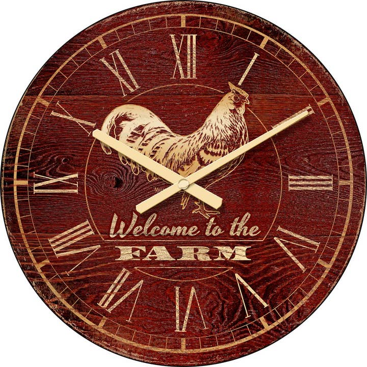 ROOSTER GOLD FOIL 21" CLOCK - MILLETTE for wholesale by Art Brand Studios