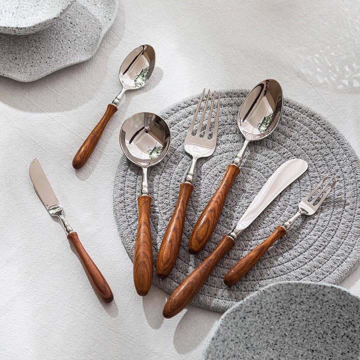 Gohobi – Großhandel Bestecksets – Gohobi Besteckset mit Holzgriff, 6-teilig