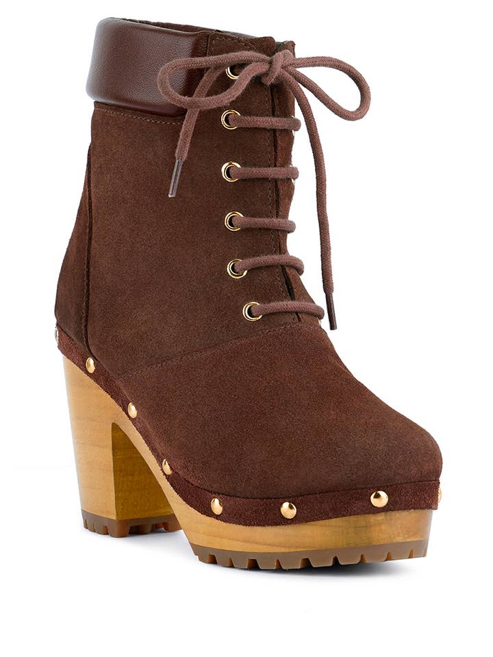 Botte en daim à col fabriquée à la main MAAYA pour la vente par Rag Company