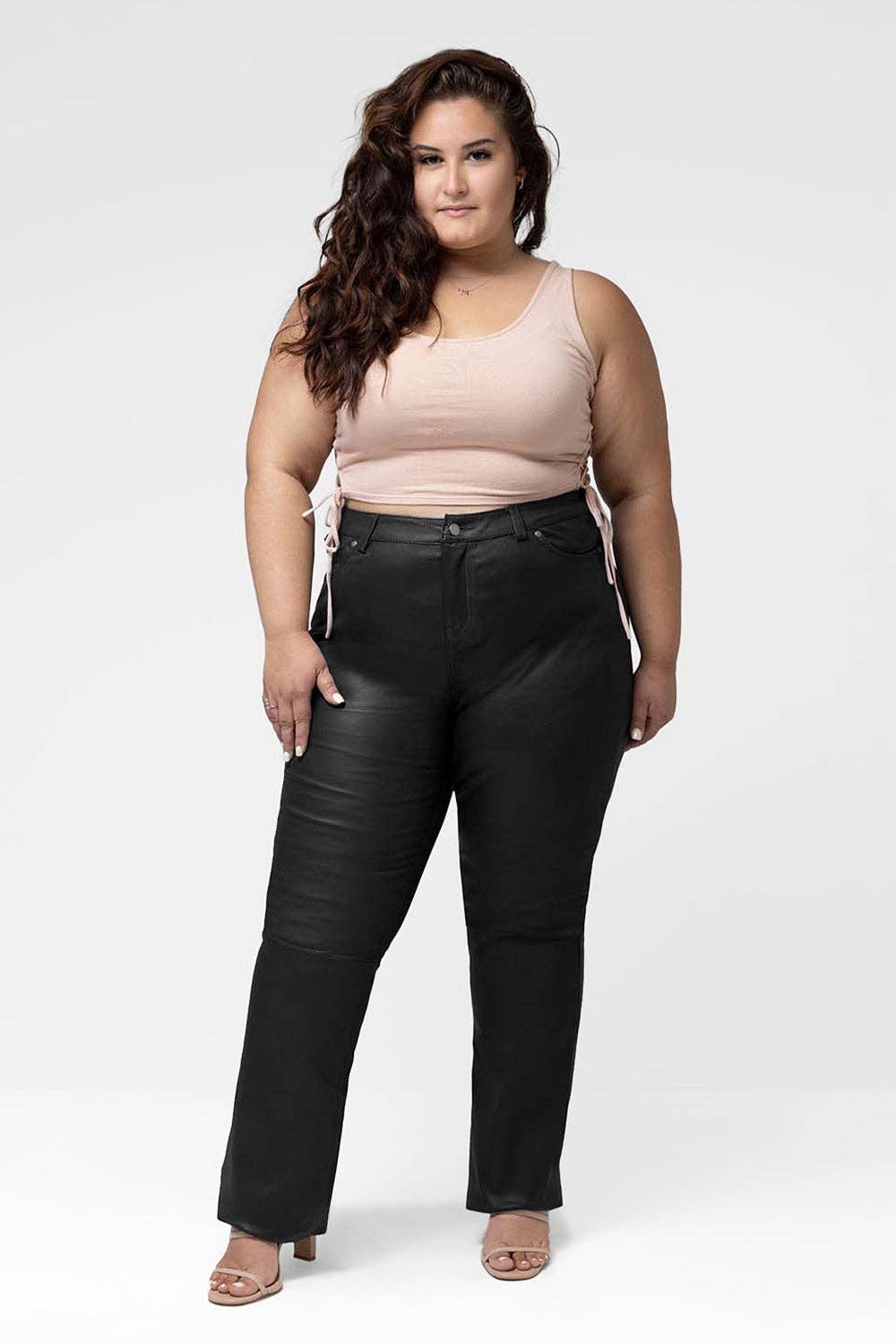 Black Arya Fashion Leather Pants (Black) for wholesale on Faire4