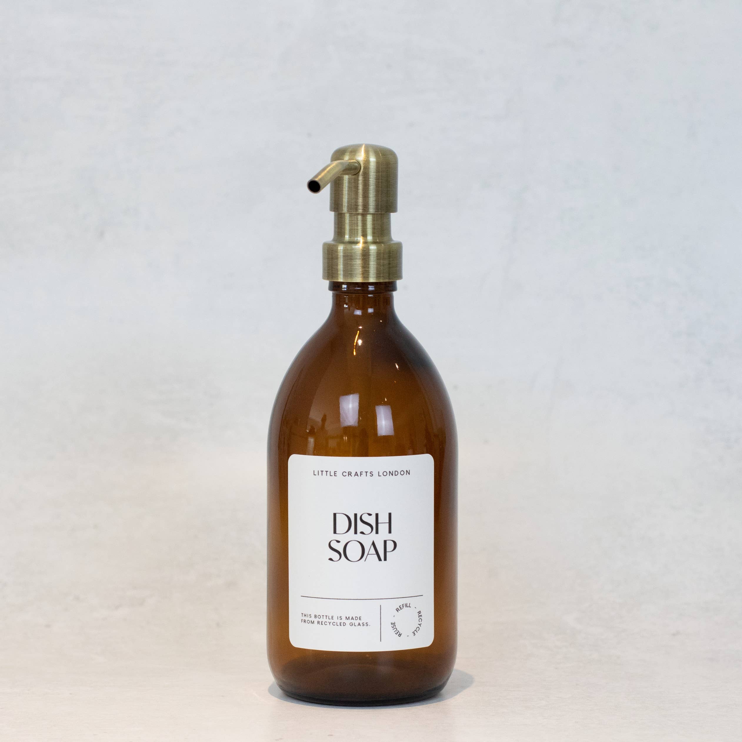 Little Crafts London LTD – wholesale Soap dispenser – Hand Wash & Dish Soap Amber Glass Stainless Steel Pump Set1