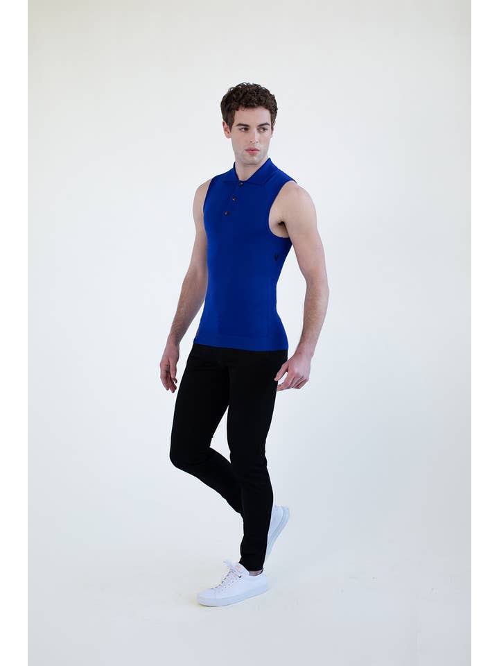 Blue Polo Knit Tank for wholesale on Faire3