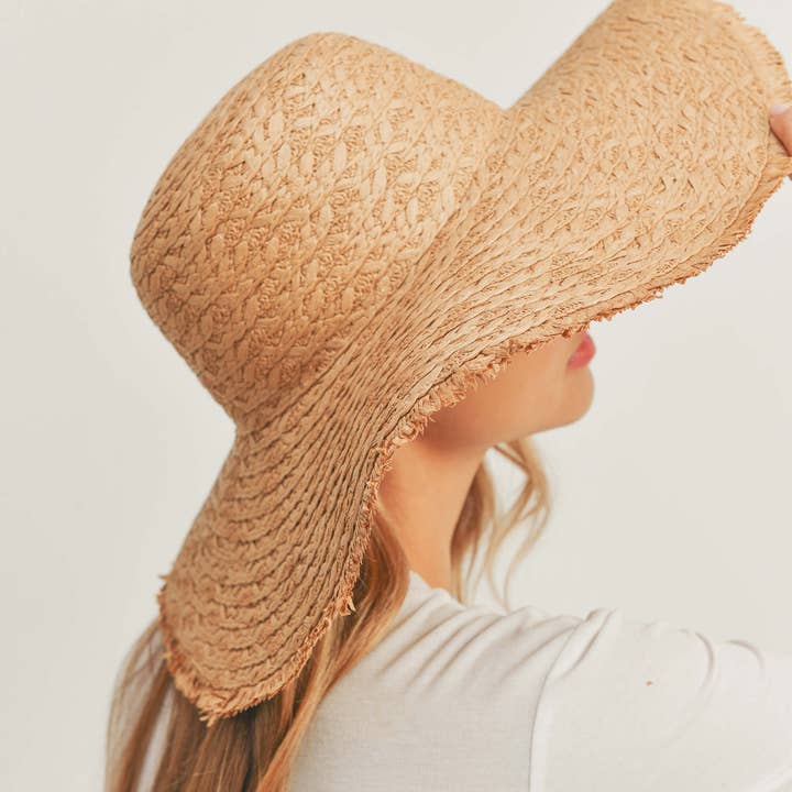MiMi Wholesale - Wholesale Straw Hat - Women's - MH0095 Floppy Straw Sun Hat with Frayed Edges12