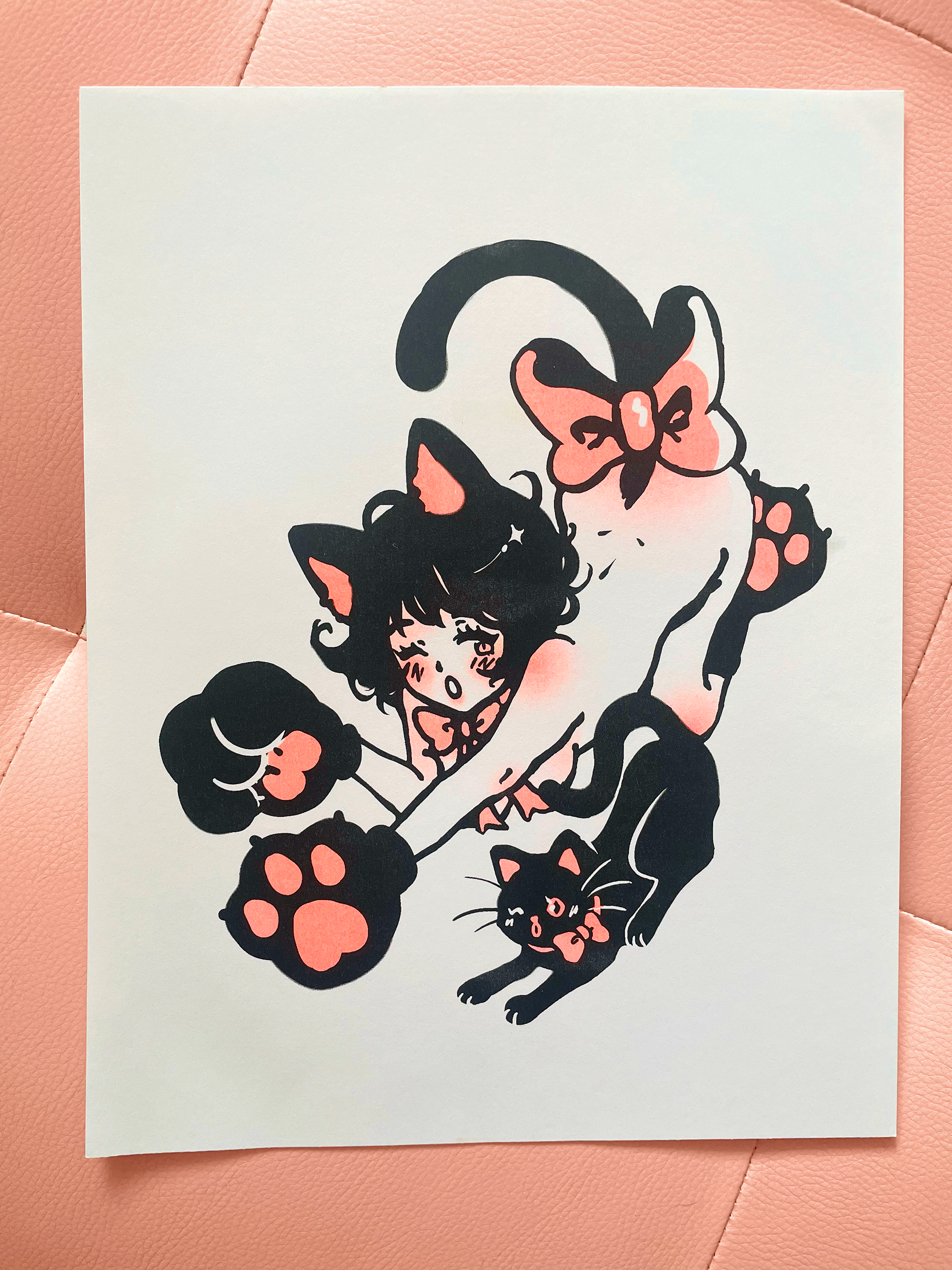 Cambrasine - Wholesale Art Print - Cat Nap Risograph Print1