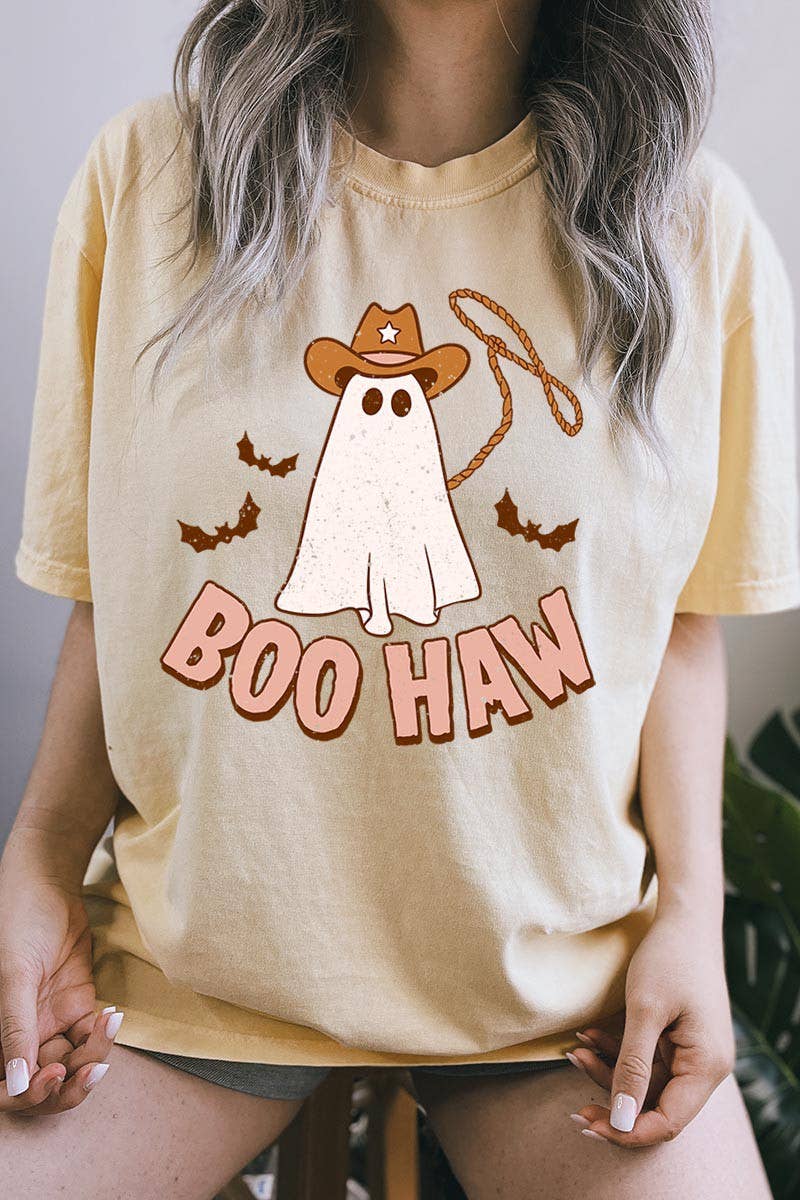 Pink Irene Wholesale - Wholesale Screen Printed T-Shirt - Women's - WESTERN HALLOWEEN GARMENT DYED GRAPHIC TEE1