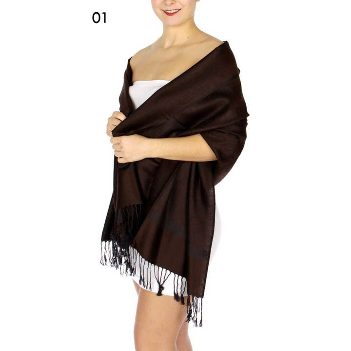 SERENITA - Wholesale Scarf - Women's - Jacquard Paisley Pashmina Scarf Reversible Shawl Wrap