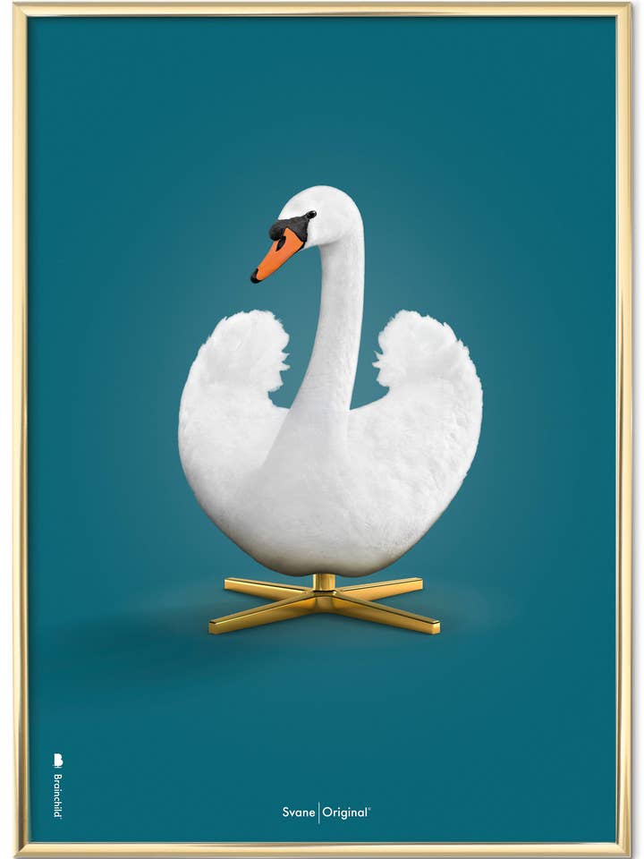 The Swan Poster — Petroleum Blue Background — Classic for wholesale by Brainchild