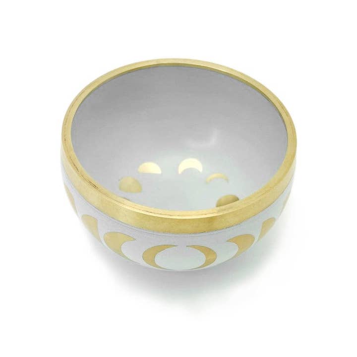 Rock Paradise - Wholesale Meditation Supplies - White Moon Phase Brass Singing Bowl Set2
