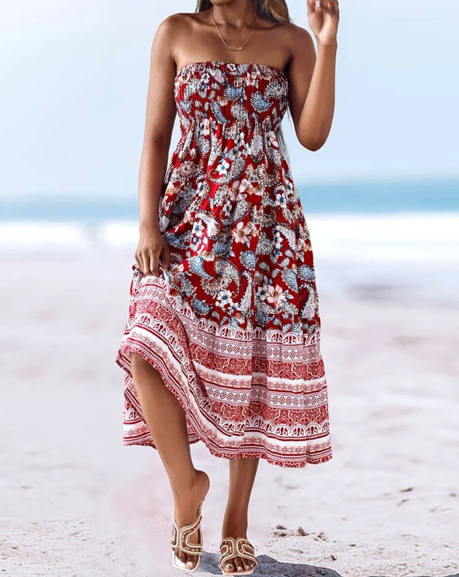 Rosa Clothing - Wholesale Skirt - Women's - Swing Style Bohemia Ethnic Floral maxi skirt22