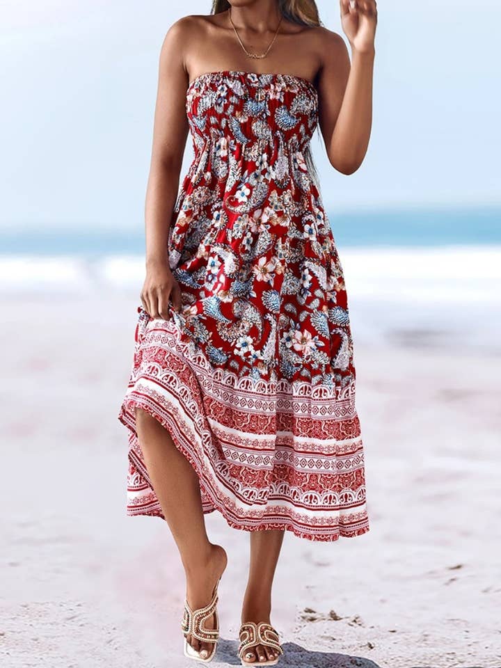 Rosa Clothing - Wholesale Skirt - Women's - Swing Style Bohemia Ethnic Floral maxi skirt22