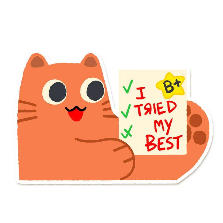 I tried Orange Cat Vinyl Sticker for wholesale by Maofriends