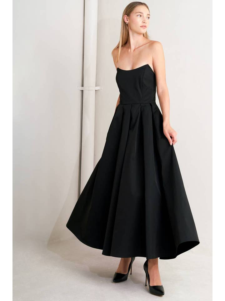 Black A solid woven midi dress - FD1821 for wholesale on Faire2