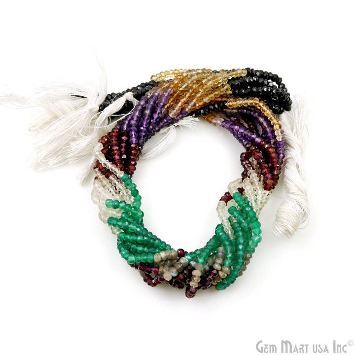 GemMartUSA - Wholesale Beads - Mixed Rondelle Beads, 12.5Inch Natural Gemstone Strand,3-4mm6