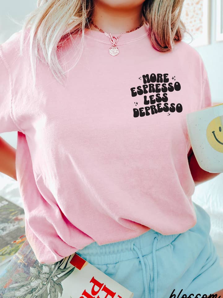 Chloe Vs Tank - Wholesale Screen Printed T-Shirt - Women's - More Espresso Less Depresso Tee *9 Colors (S-3X)6