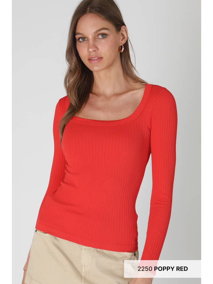 NIKIBIKI - Wholesale Knit Top - Women's - NS8426 - Wide Ribbed Square LS Top5