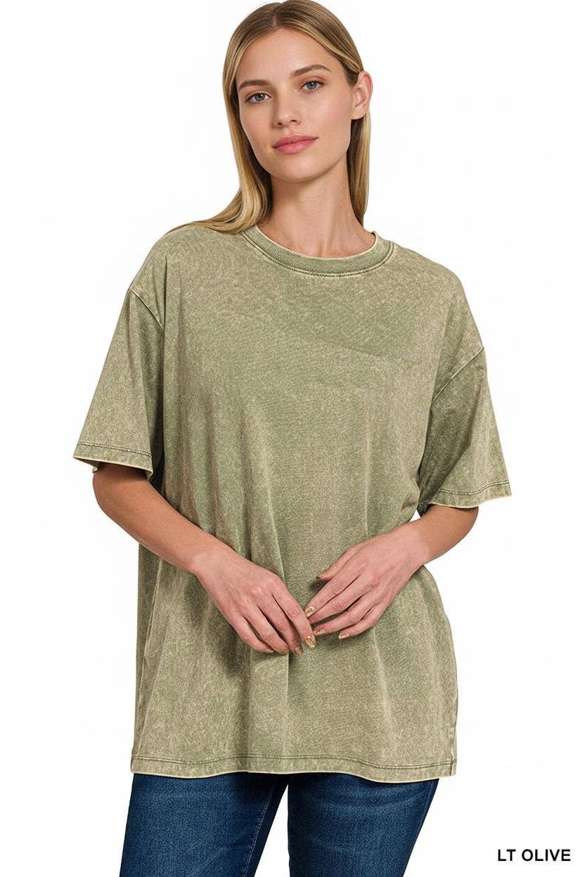 42POPS - Wholesale Knit Top - Women's - .Vintage Wash Oversize Cotton Tee0