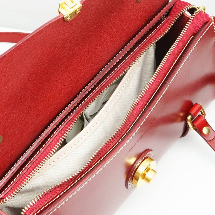 UPPDOO - Wholesale Satchel - Women's - Vive 2.0 Classic Baguette Satchel- Ruby4