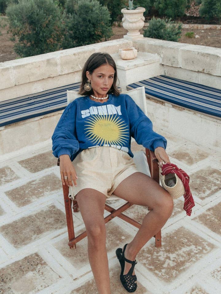 Sunny Days Sweat | Bright blue for wholesale by Colourful Rebel