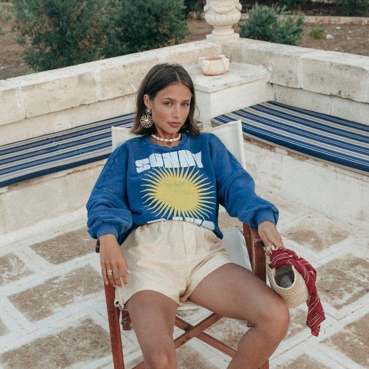 Sunny Days Sweat | Bright blue for wholesale on Faire