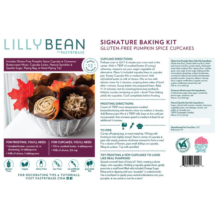 LillyBean Baking - Wholesale Cake Mix - Pumpkin Spice Cupcake Bake Kit (Vegan & Gluten-Free)