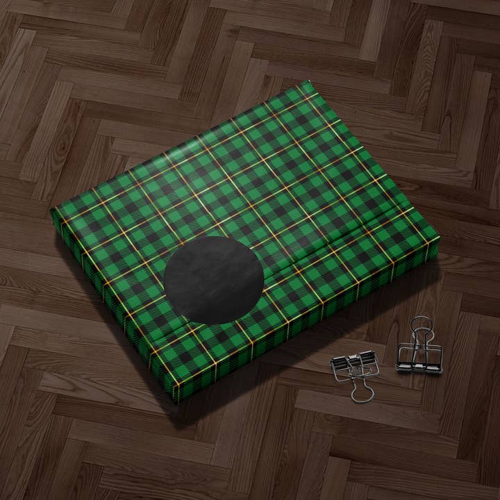 MagicMerchEmporium - Wholesale Wrapping Paper Roll - Green and Black Tartan Wrapping Paper3