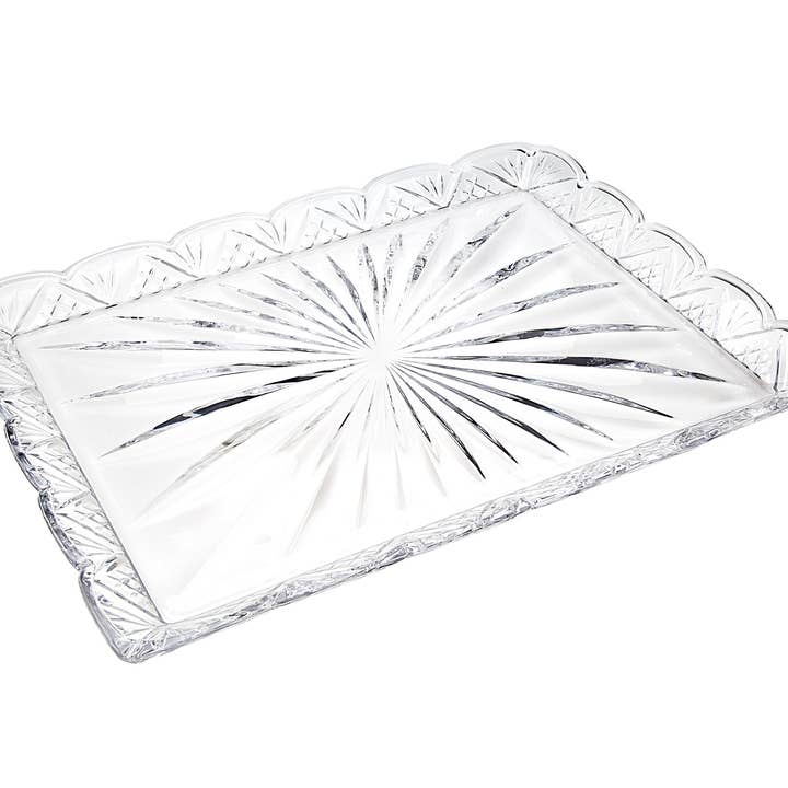 HomeRoots - Wholesale Serving Tray - 12" Clear Rectangular Crystal Serving Tray