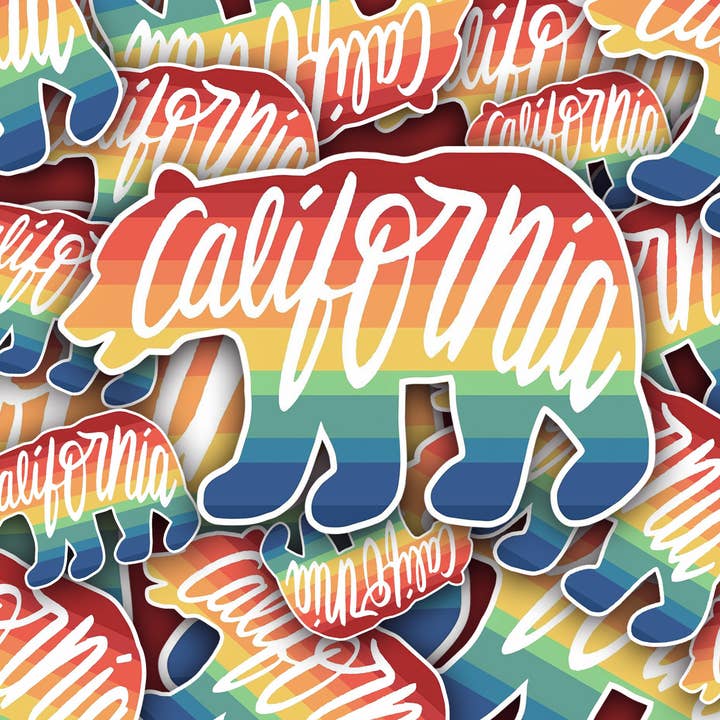 PiggyPrintStickers - Wholesale Sticker - California Rainbow Bear Sticker | California Sticker Decal3