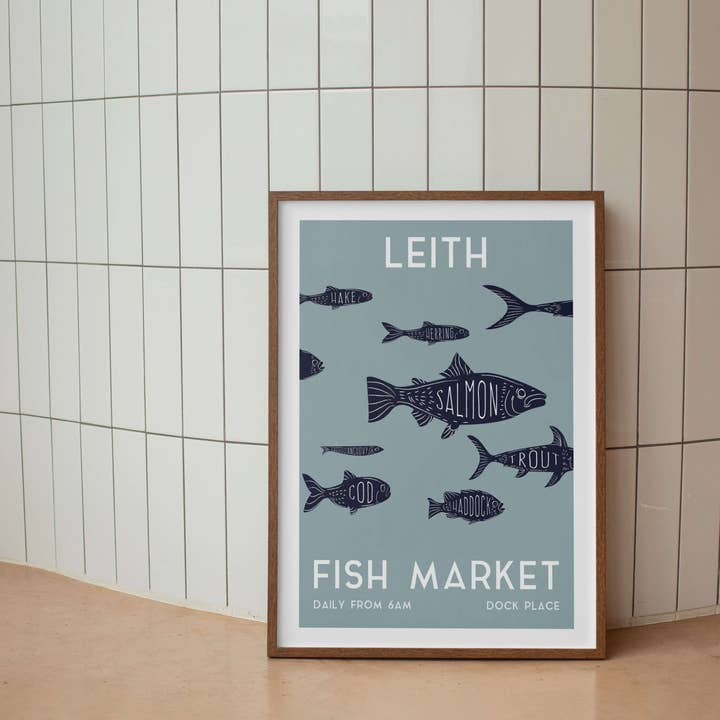 Jaffa Orange - Venta al por mayor Ilustración - Impresión Retro del Mercado de Pescado de Leith en Edimburgo Arte de Pared de Comida1