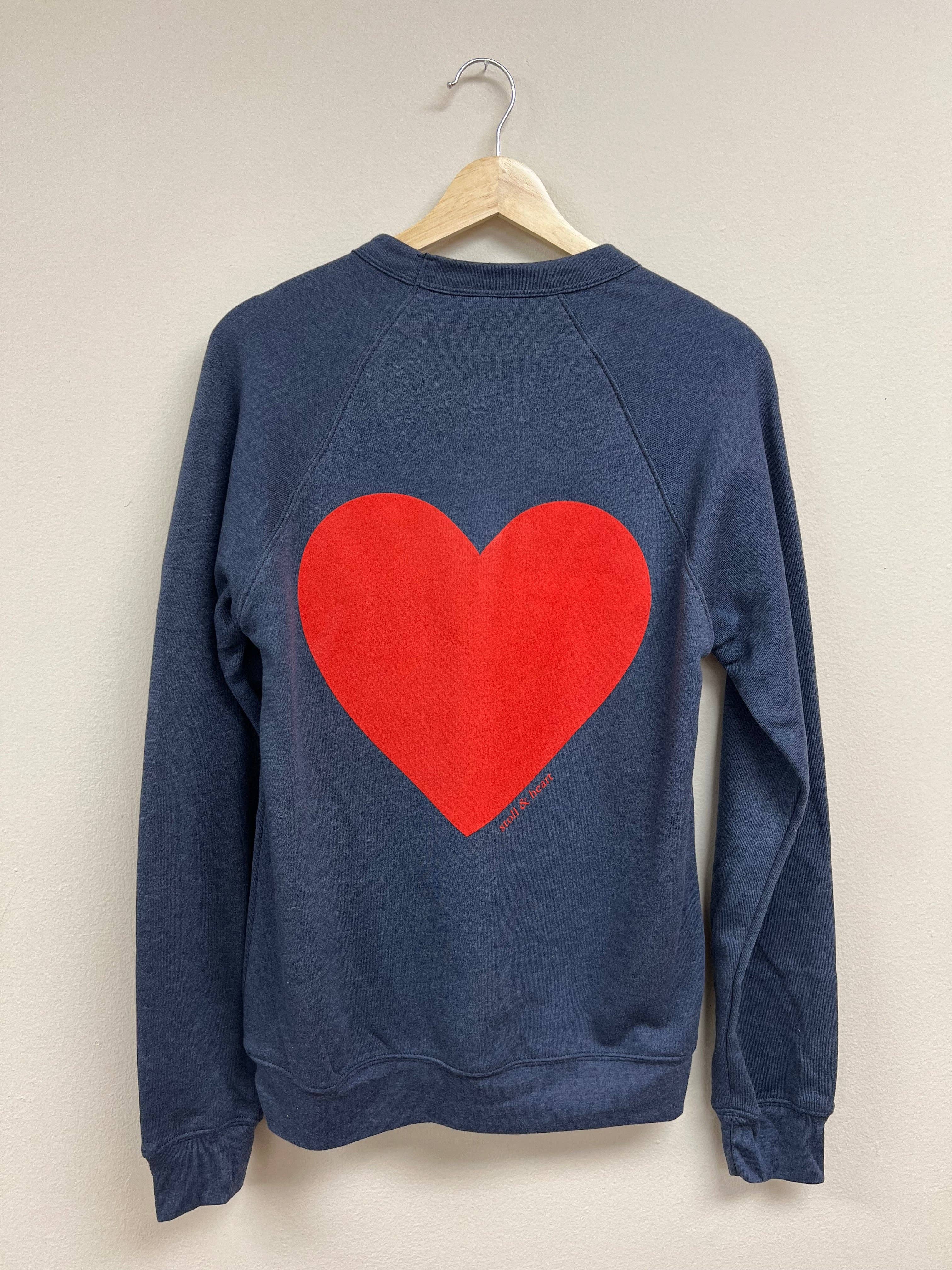 Stoll & Heart - Wholesale Graphic Sweatshirt - Women's - Share The Love Sweatshirt - Navy w/Red Heart1