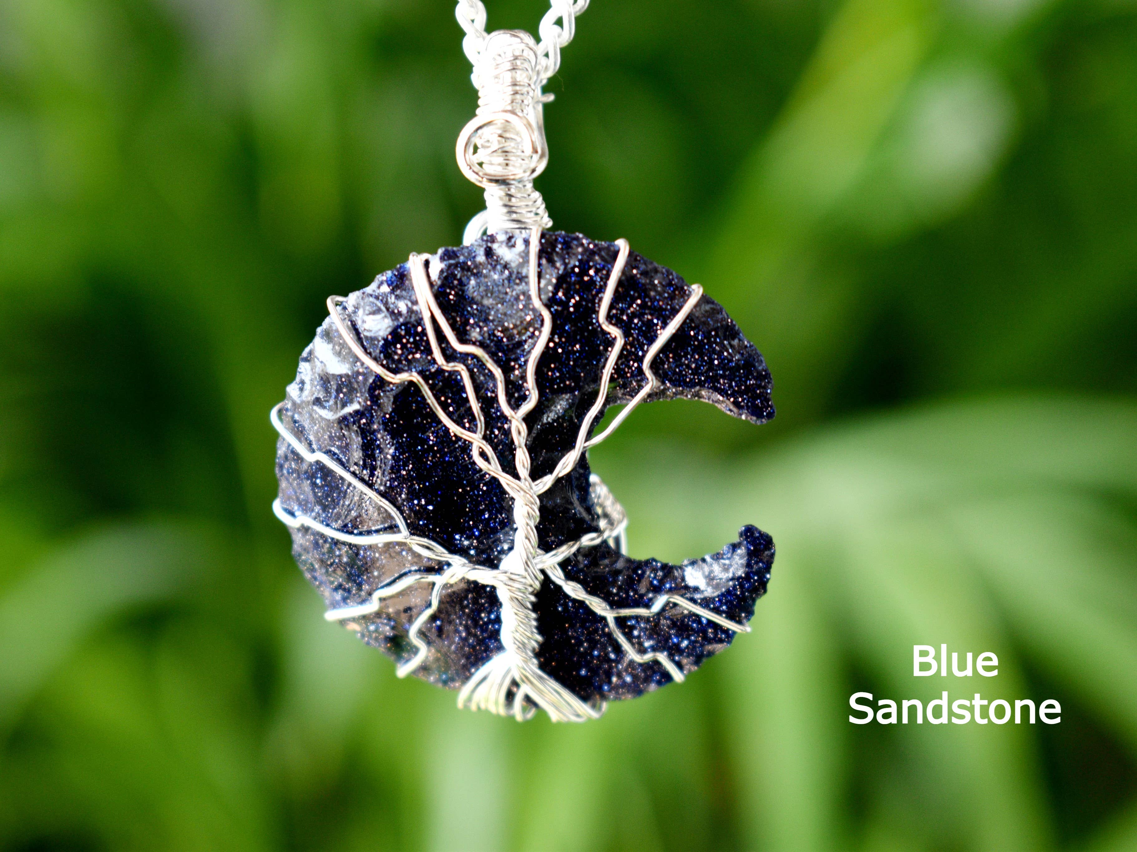 Soothing Crystals - Wholesale Individual Charm/Pendant - Silver Wire Wrapped| Crystal Moon Pendant |Gemstone Necklace1