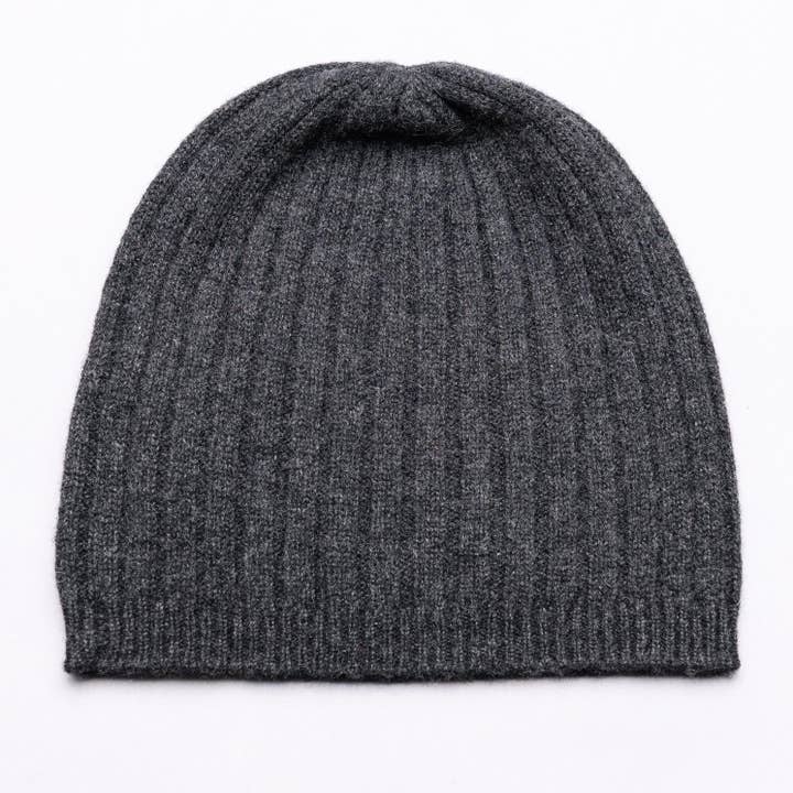 BROOME 100% Pure Cashmere Baby Rib Mössa, Pressad Metallgrå för wholesale av love Kate
