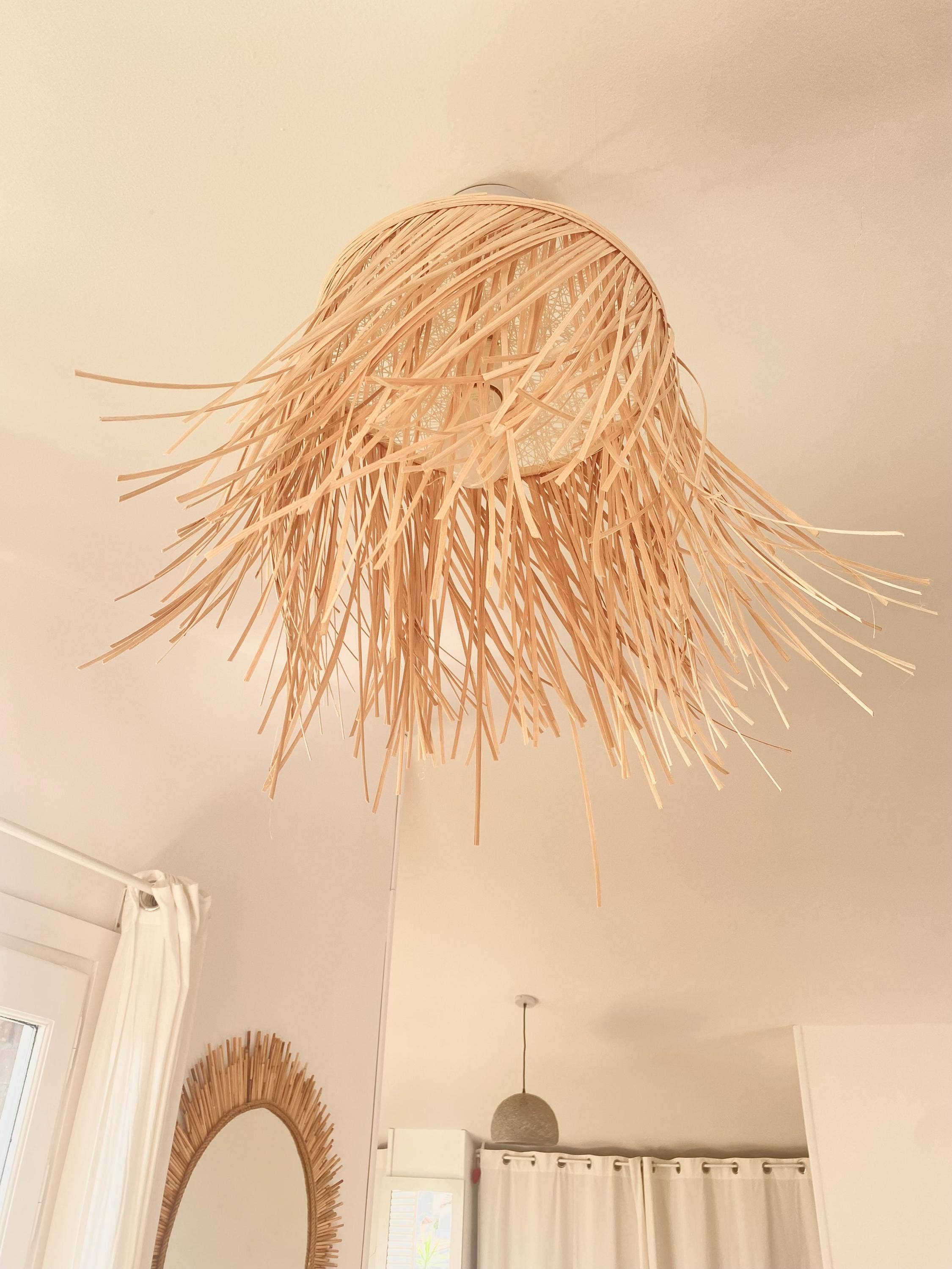 Geometrik Design - Wholesale Wall Stone - Natural Fiber Rattan Ceiling Lamp8