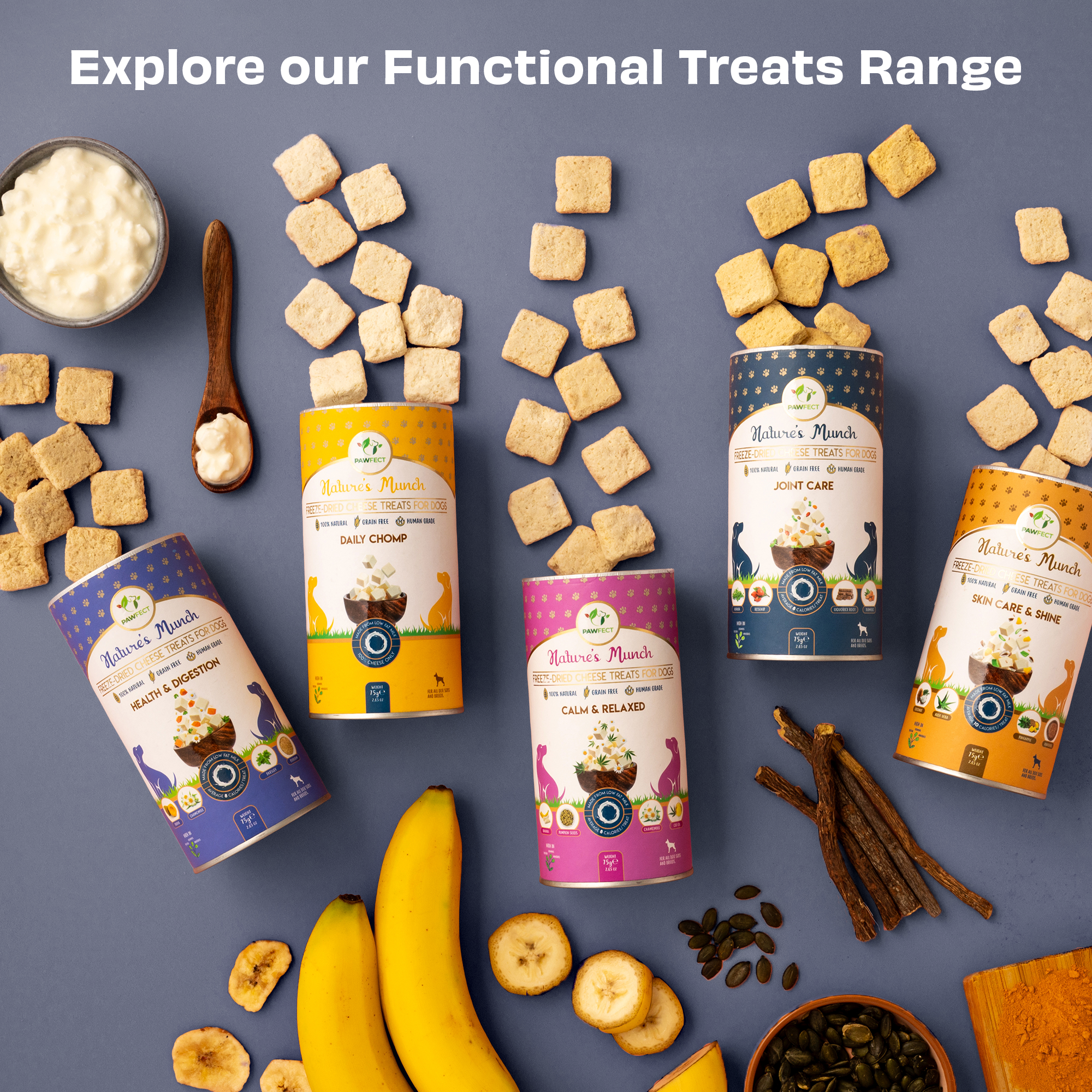 Pawfect Pet Foods Pvt Ltd - USA - Wholesale Pet Treats - Dog - Pawfect Nature's Munch Freeze-Dried Joint Care Cheese treats for Dogs| 100% Natural| High Protein, Low Fat| 8 Calories per Treat| Grain-Free| Healthy Training Treat (75g/2.65oz)5