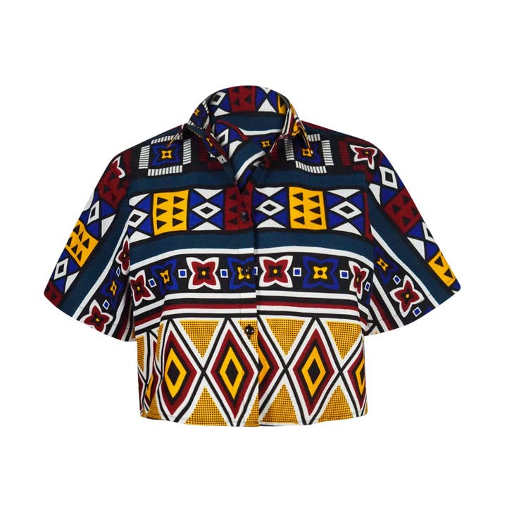 African Tribal Print Crop Shirt för wholesale av Ezuri Designs