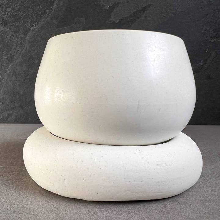 Minimal Loot Design – Engroshandel Plantekrukke – Lille betonplantekasse med dræning, sød plantepotte, bobleplanter, sukkulentplanter, dekorativ potte, moderne potte, nordisk, buttet potte