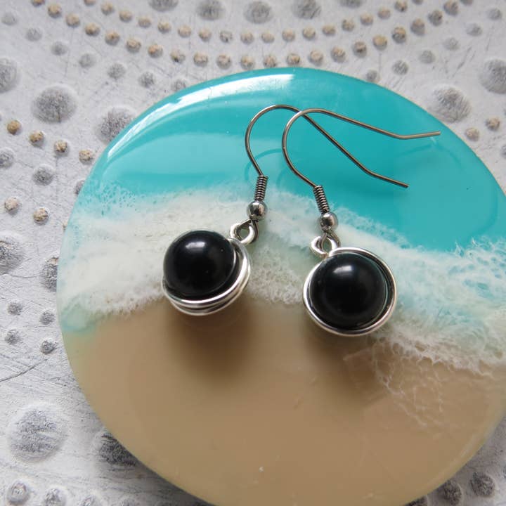 Crystal McMaster Jewellery Designer – Großhandel Ohrhänger – Schwarze baumelnde Edelstahlohrringe6