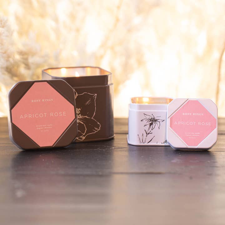 Rosy Rings - Wholesale Travel Candles - Apricot Rose Travel Tin