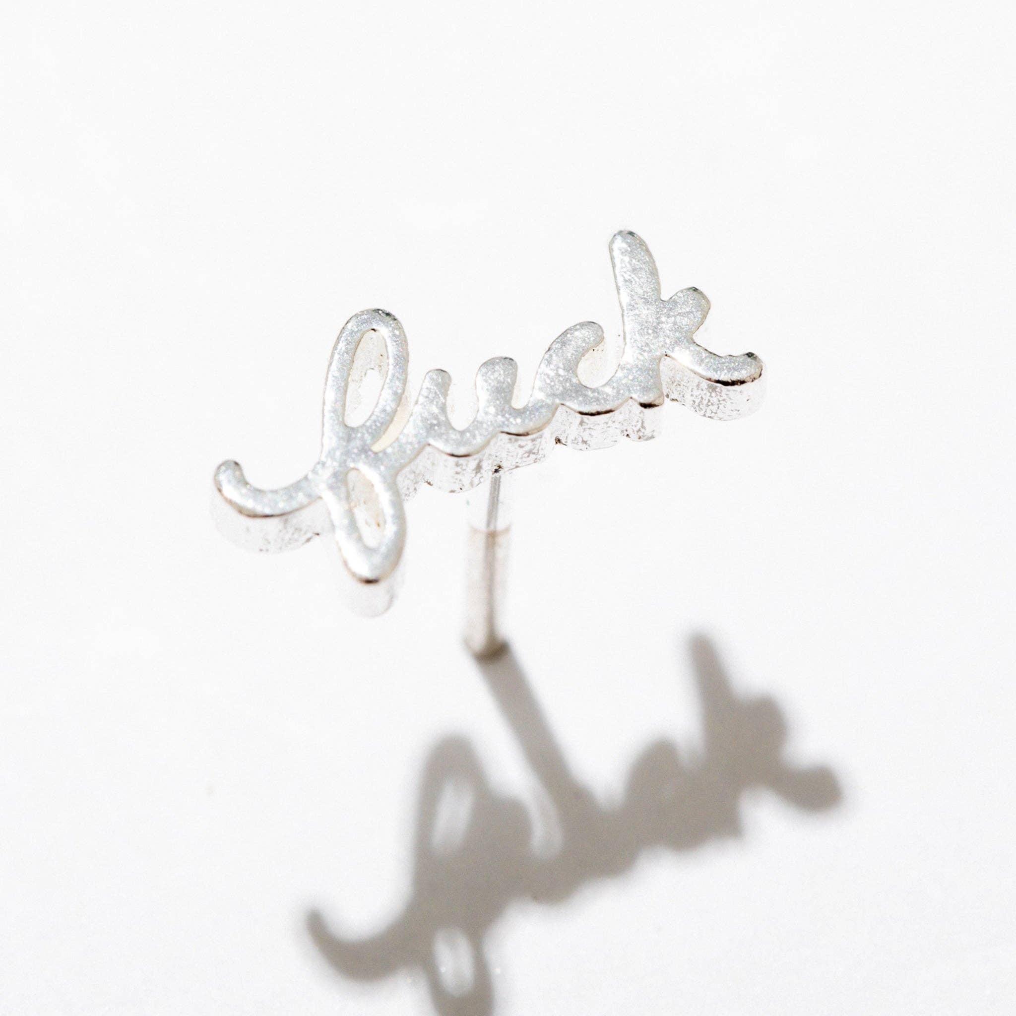 Larissa Loden - Vente Clous d'oreille - Boucle d'oreille Fuck Script Stud - Plaqué argent ou or, Simple/Paire7
