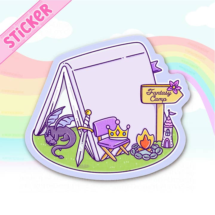 Fantasy book tent pastel sticker for kindle, cute dragon for wholesale by RoroDesignsLove