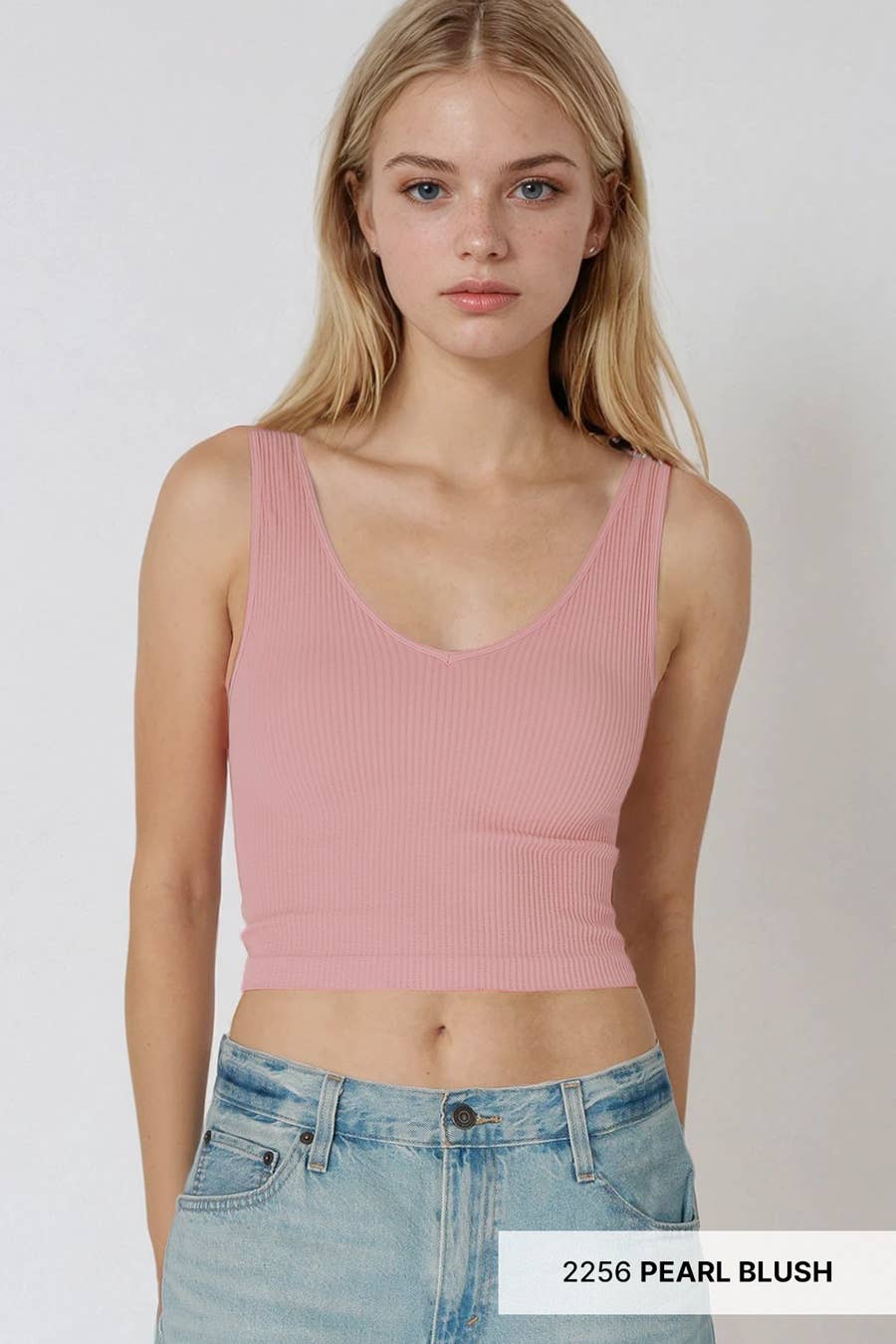 NIKIBIKI - Vente Haut en maille – femme - NS8152 - Crop top côtelé réversible2