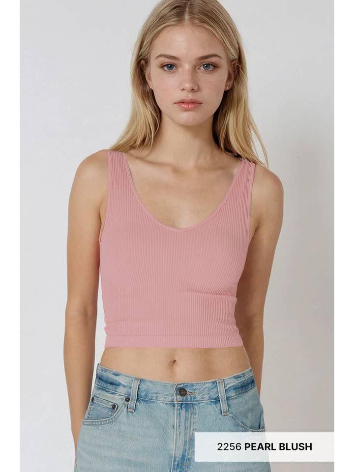 NIKIBIKI - Vente Haut en maille – femme - NS8152 - Crop top côtelé réversible2