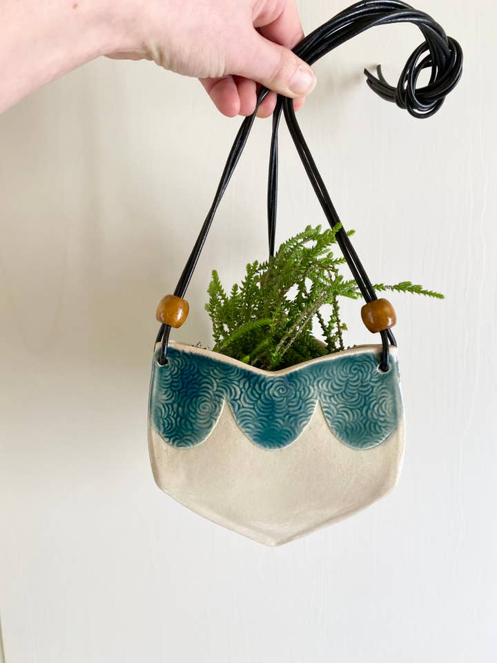 Hanging Ceramic Planter for wholesale by Hester's Studio
