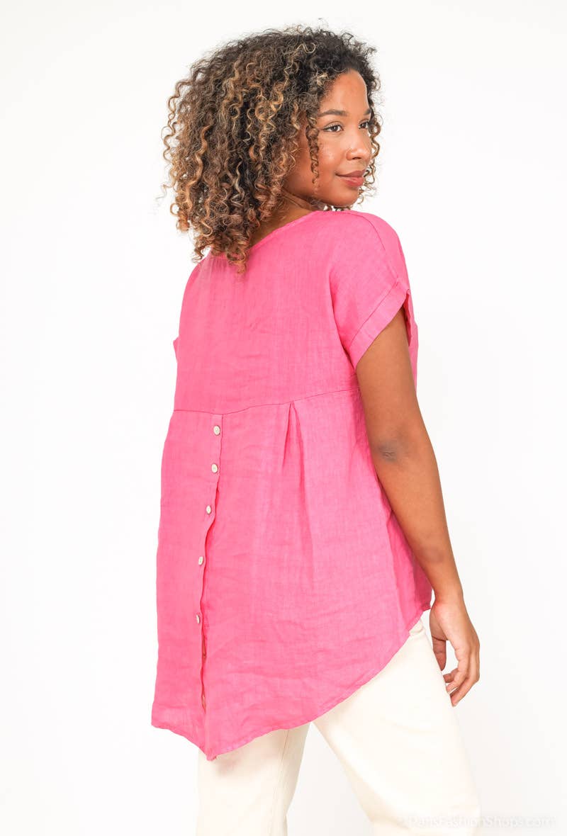 L'Emotion – wholesale Tunic – Women’s – Buttoned Back Opening T-Shirt 100% Linen7