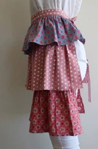 Pink With Three Tiers Katie Half Apron for wholesale on Faire1