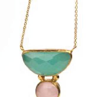 Colar de meia-lua de pedra dupla por atacado de Kipepeo