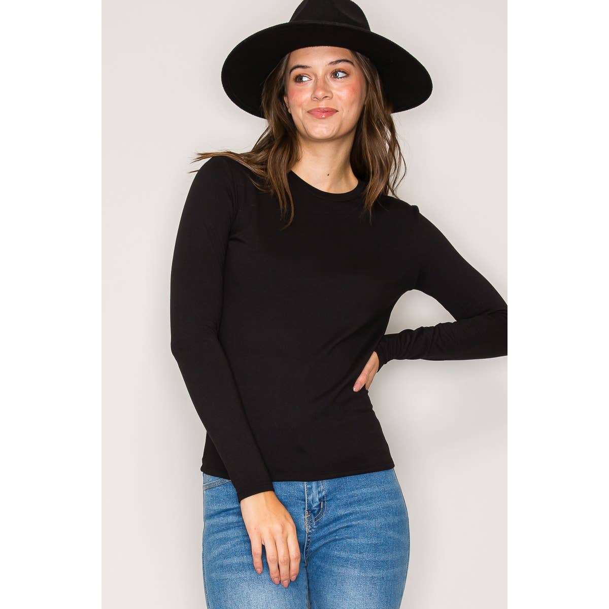 Popular 21 - Wholesale Knit Top - Women's - Fleece Lined Crew Neck Long Sleeve Top3
