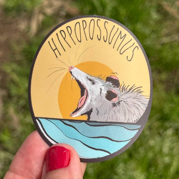 Hippopossumus Possum Opossum Vinyl Art Sticker for wholesale by The Crazy Opossum Lady