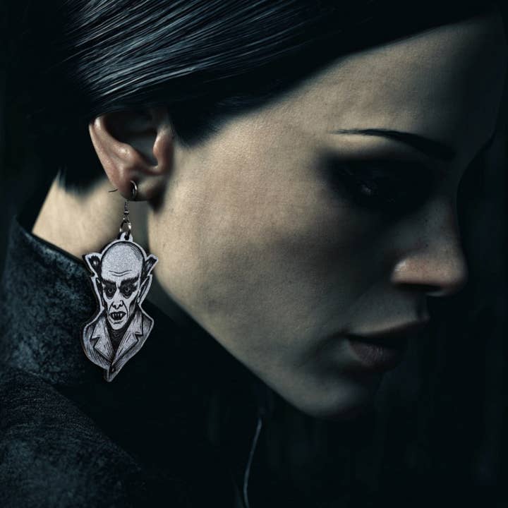 Count Orlok Nosferatu Dangle Earrings for wholesale by Mixtape Your Life